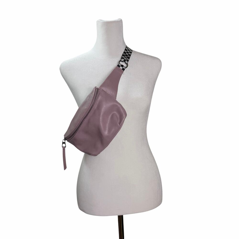 Universal Thread Mauve Faux Leather Belt Bag Checker Strap Crossbody Fanny Pack